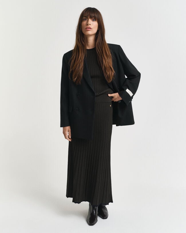 Gonna in maglia a coste a contrasto