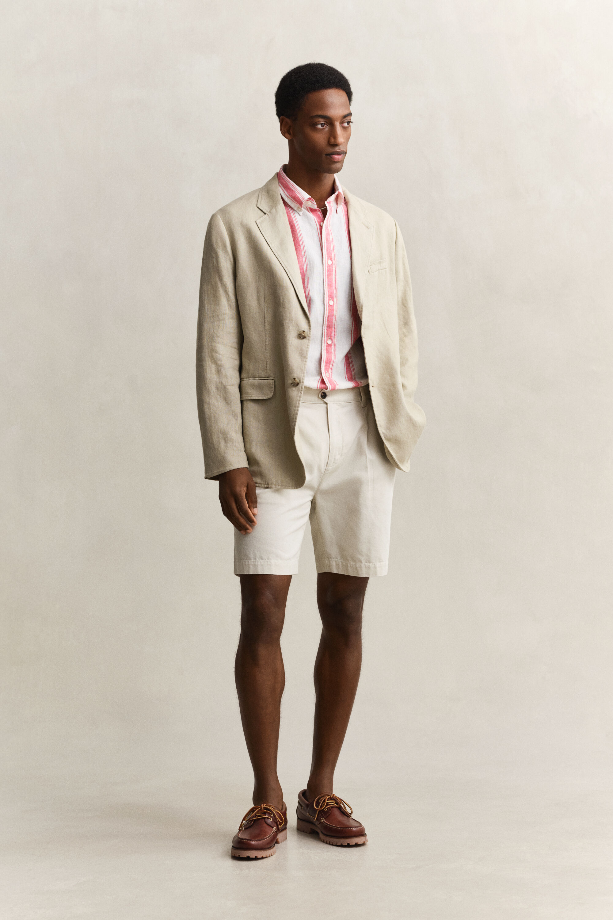 Camicia a righe in misto lino