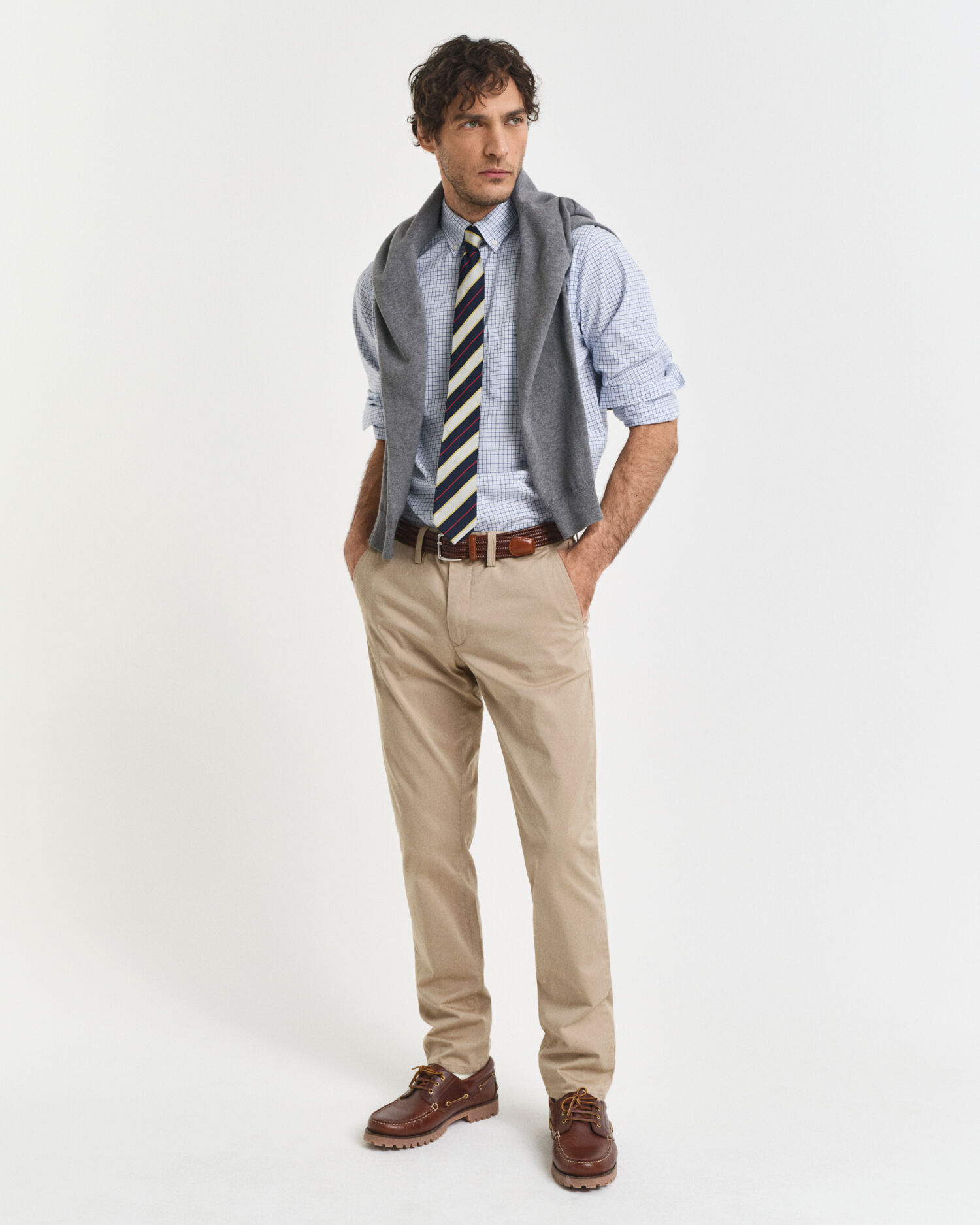 Classica camicia in popeline a quadri regular fit