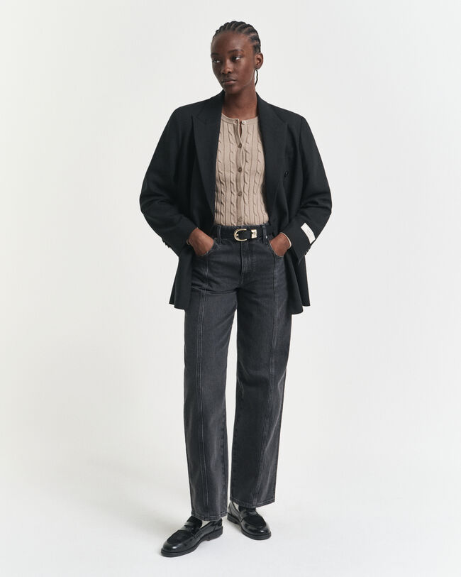 Cardigan in maglia di cotone elasticizzato a trecce