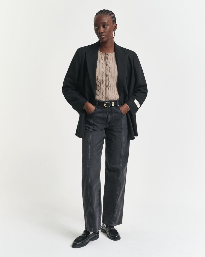 Cardigan in maglia di cotone elasticizzato a trecce