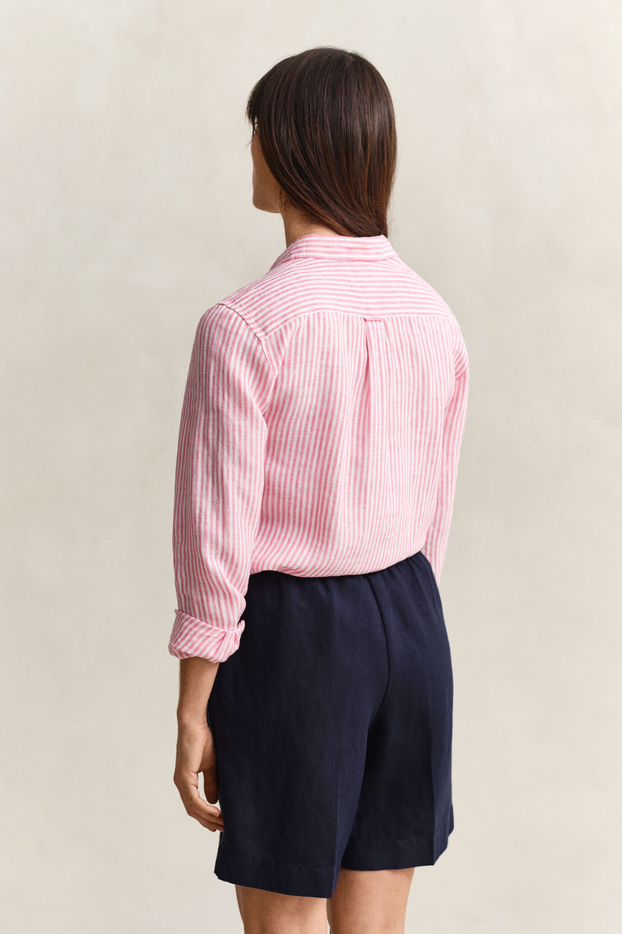 Camicia di lino a righe regular fit