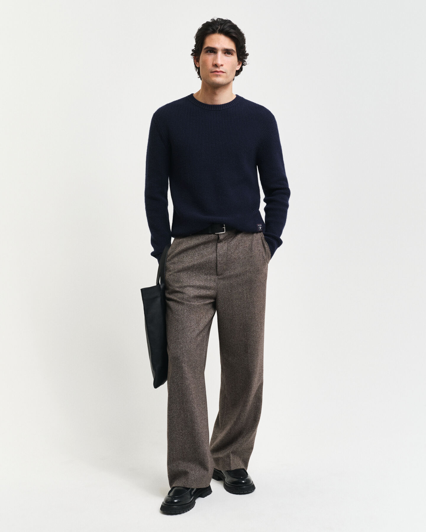 Maglia girocollo in misto lana testurizzata