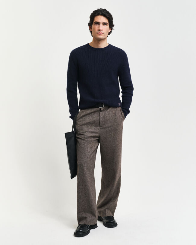 Maglia girocollo in misto lana testurizzata