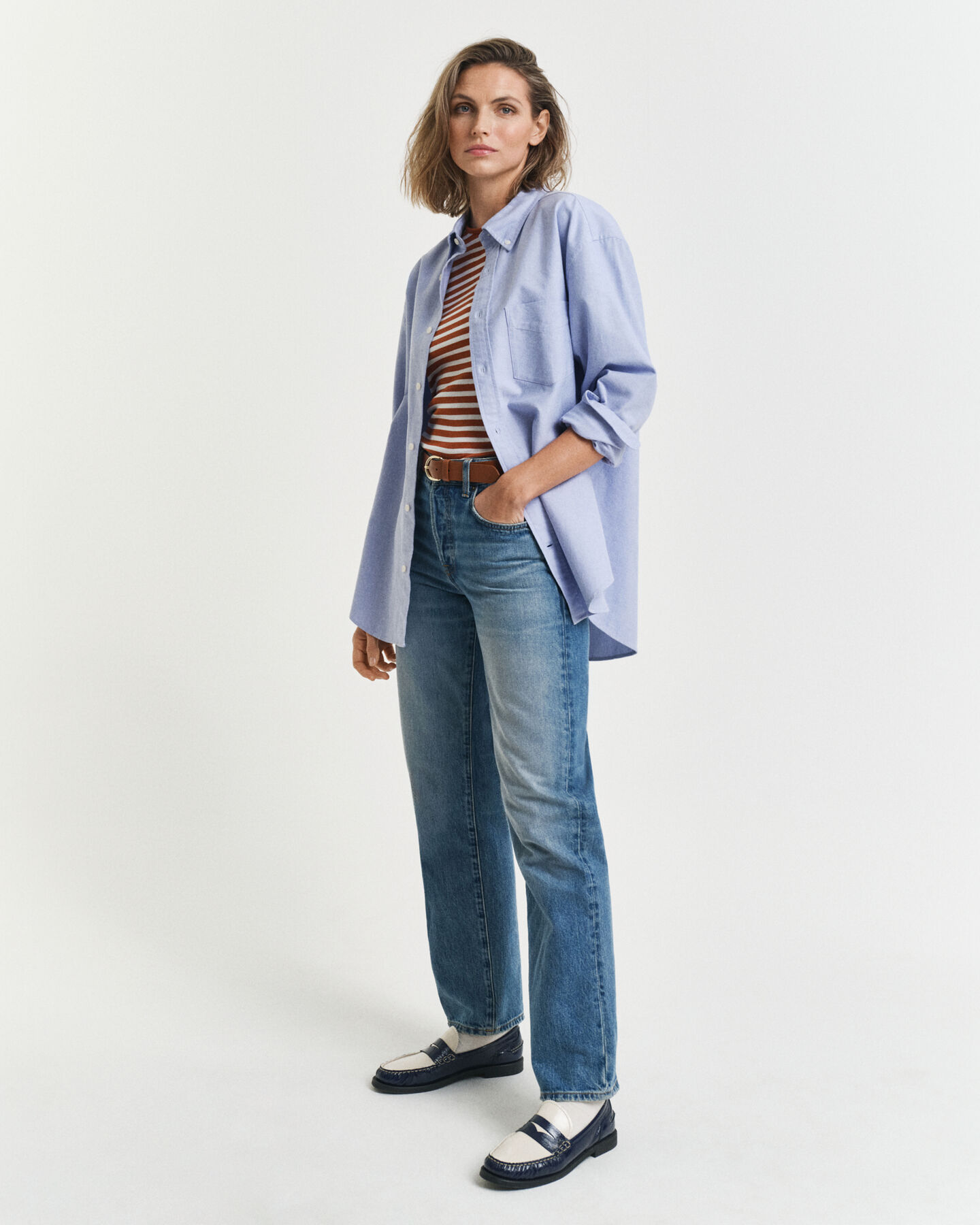 T-shirt a righe a coste