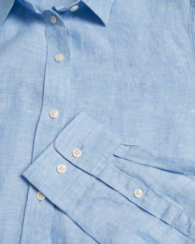 Camicia di lino a quadri in chambray regular fit