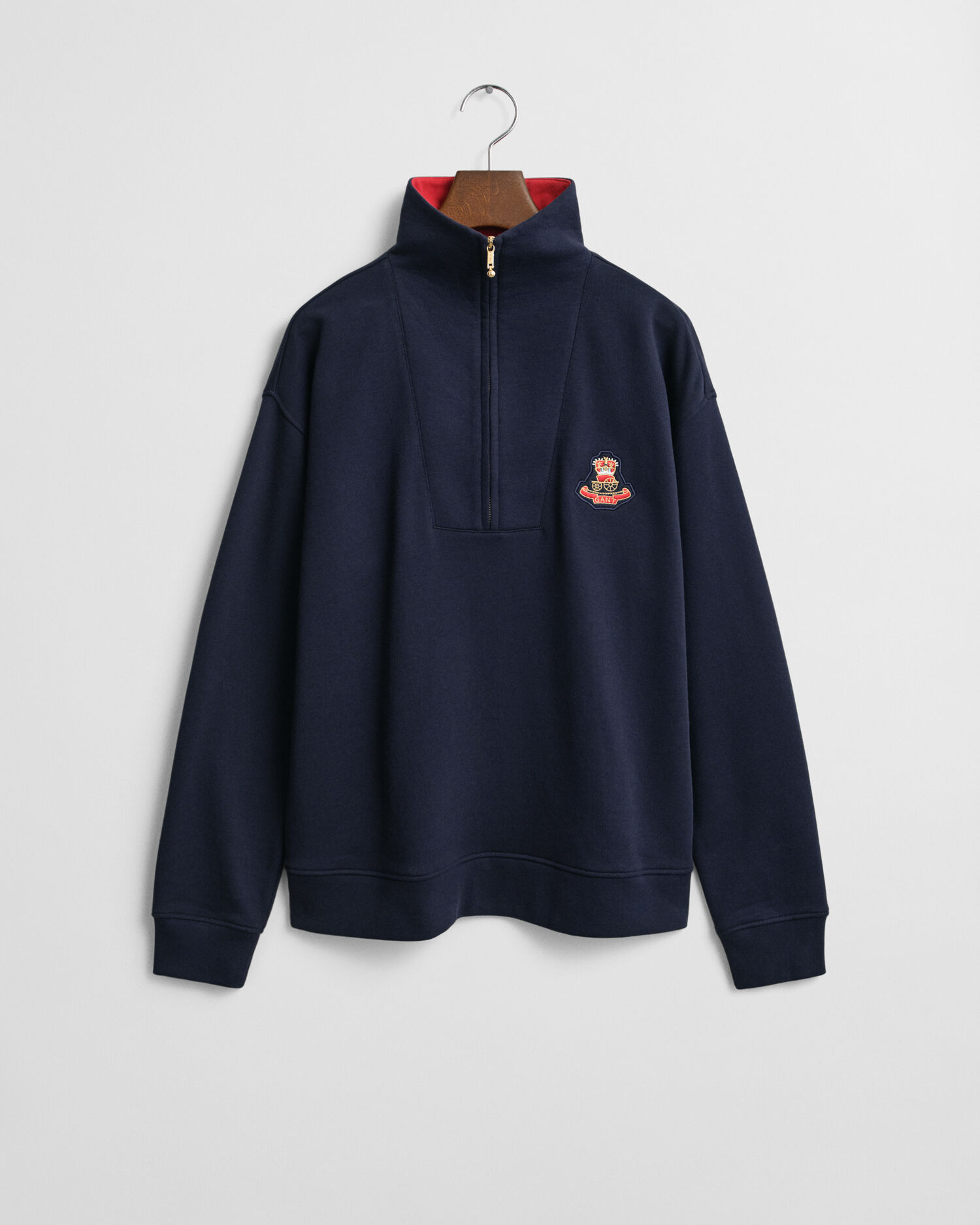 Felpa corta con zip e Crest Badge