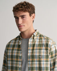 Camicia in misto lino-cotone a quadri regular fit