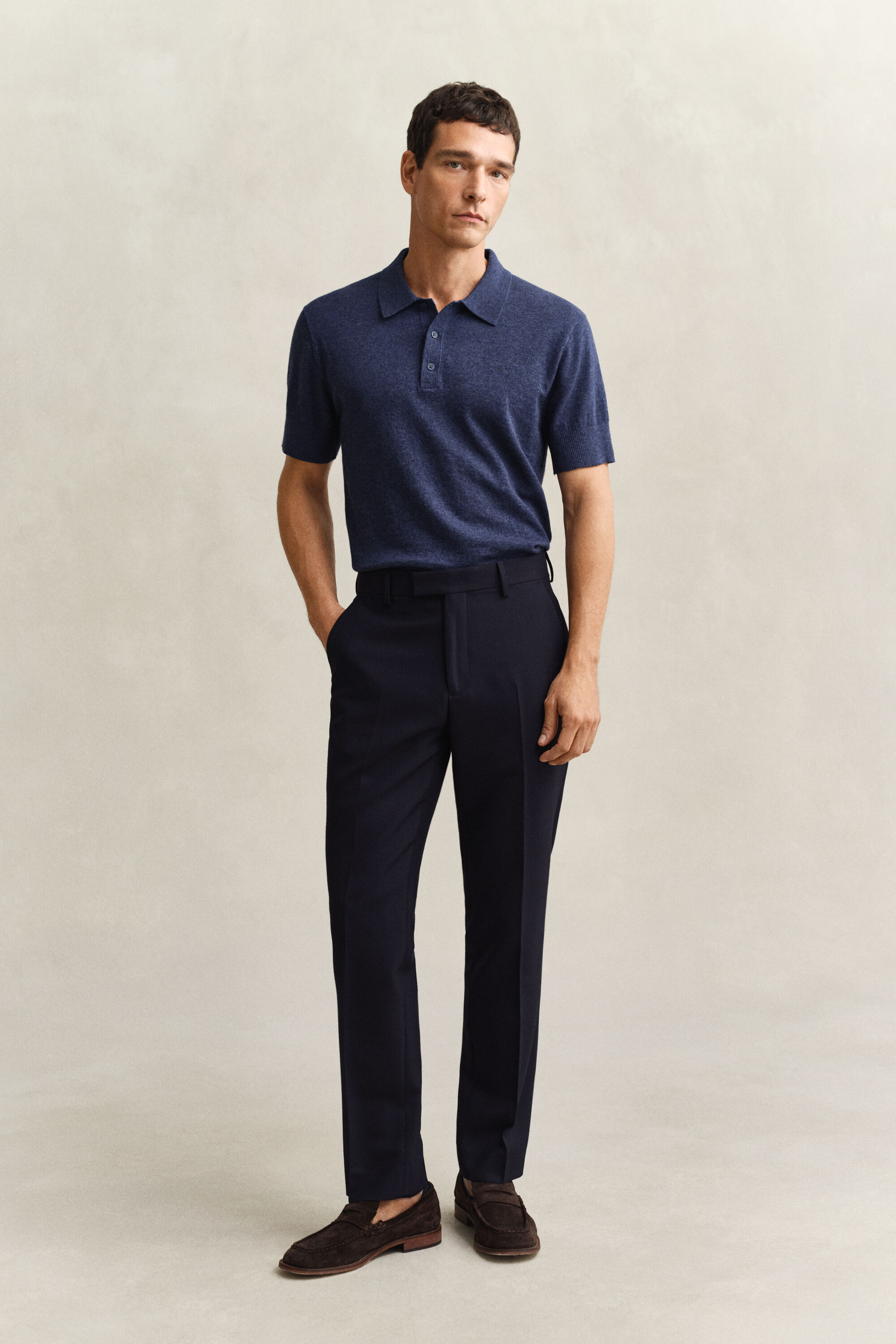 Polo a maniche corte in misto cotone fiammato