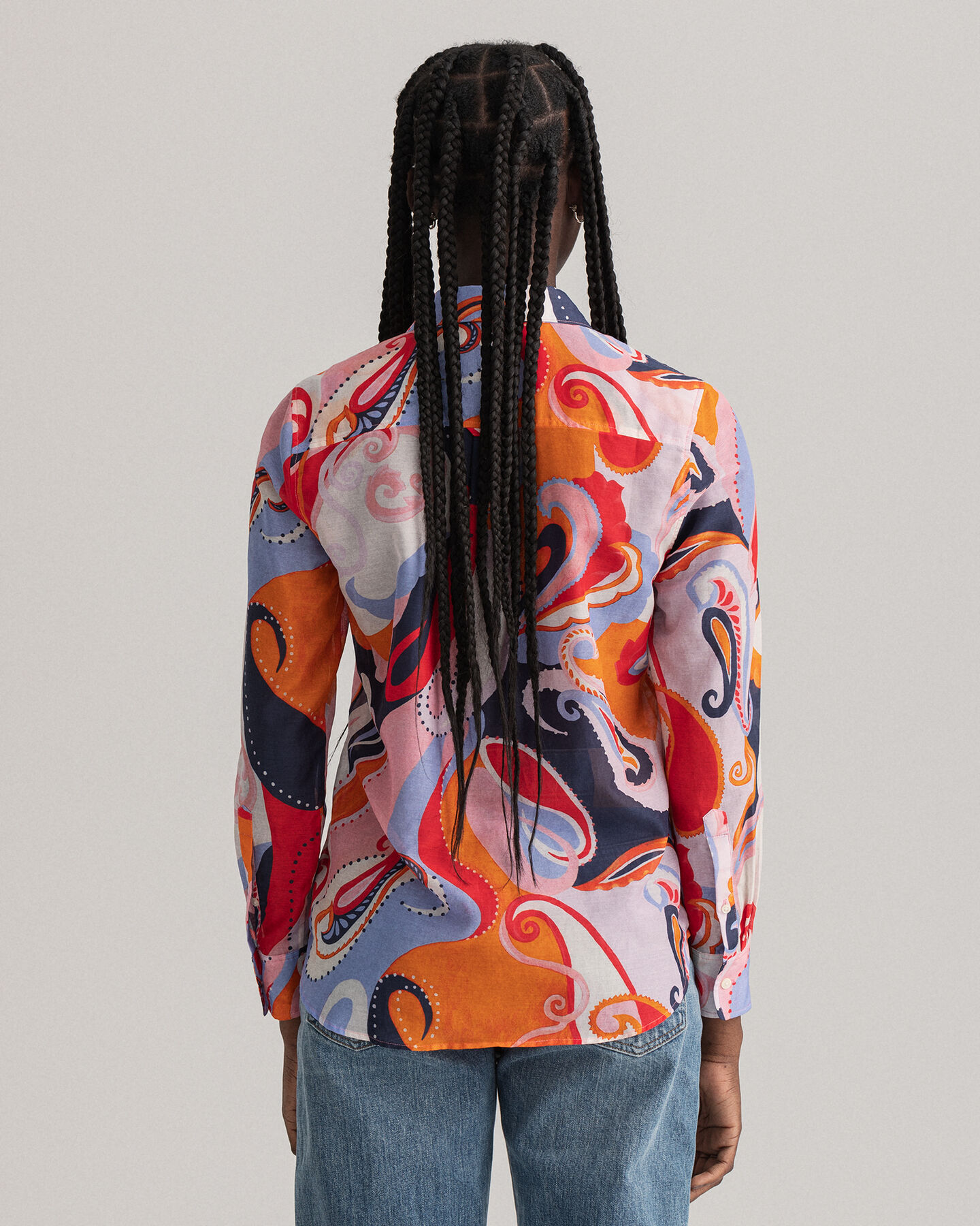 Camicia in misto cotone e seta cachemire regular fit