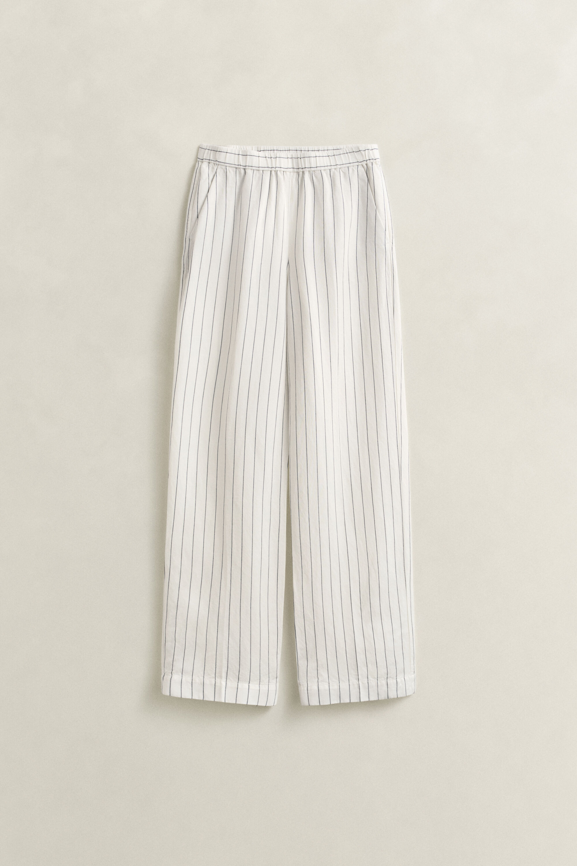 Pantaloni a righe in misto lino