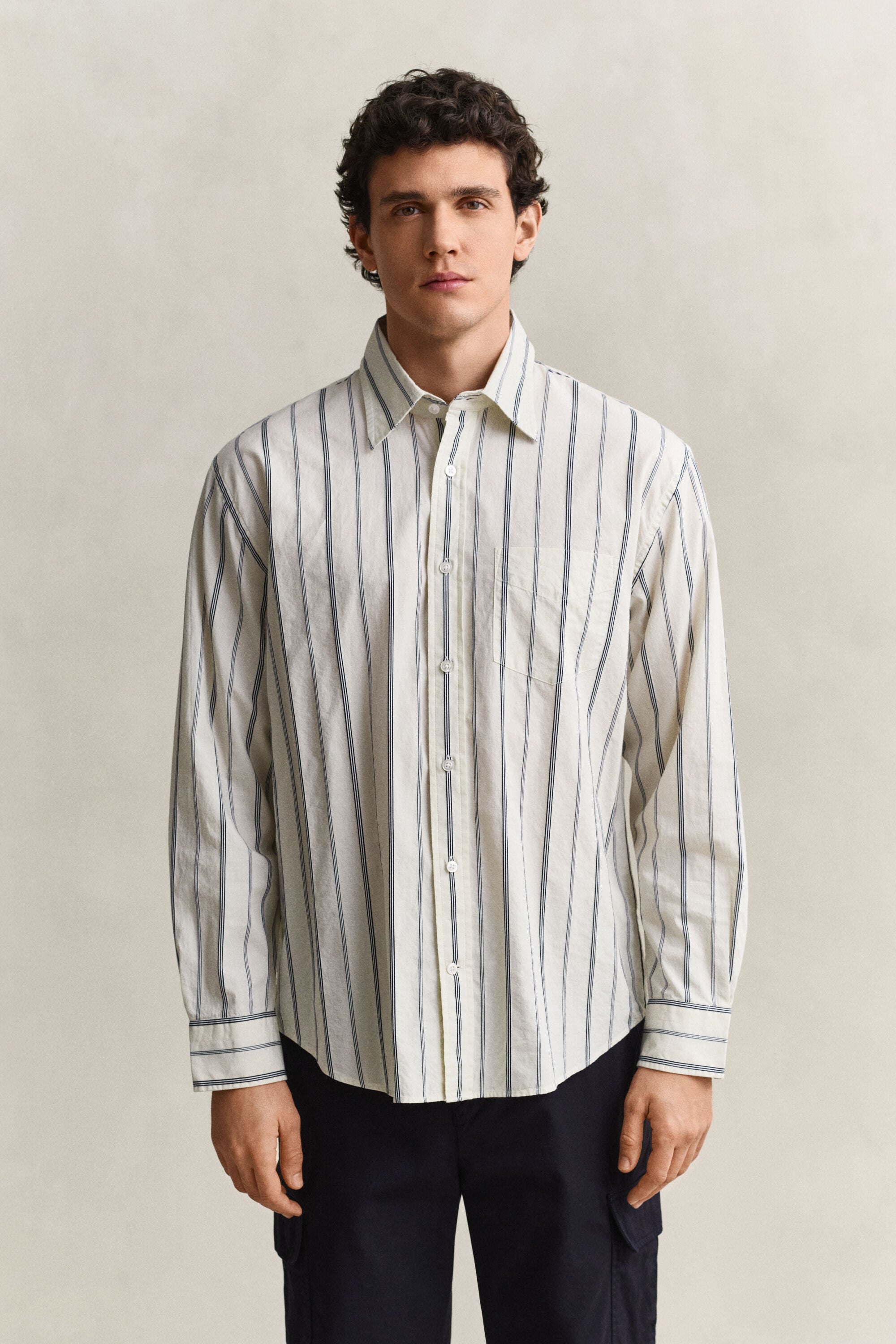 Camicia in tessuto a ratiera a righe relaxed fit