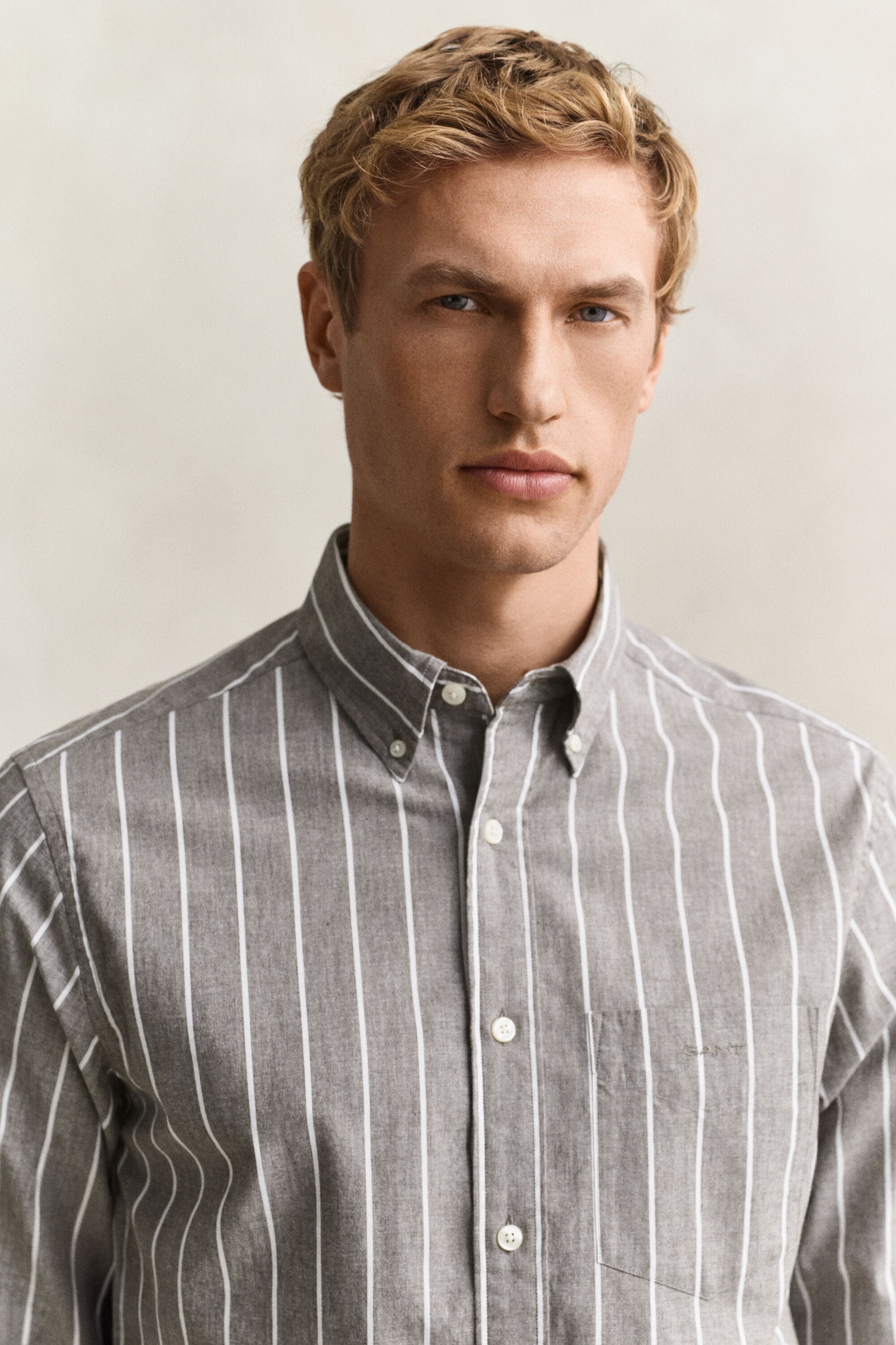Camicia in popeline mélange a righe