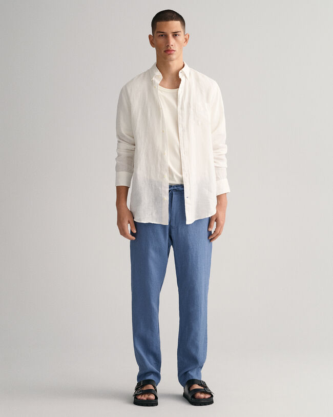 Pantaloni con coulisse in lino relaxed fit