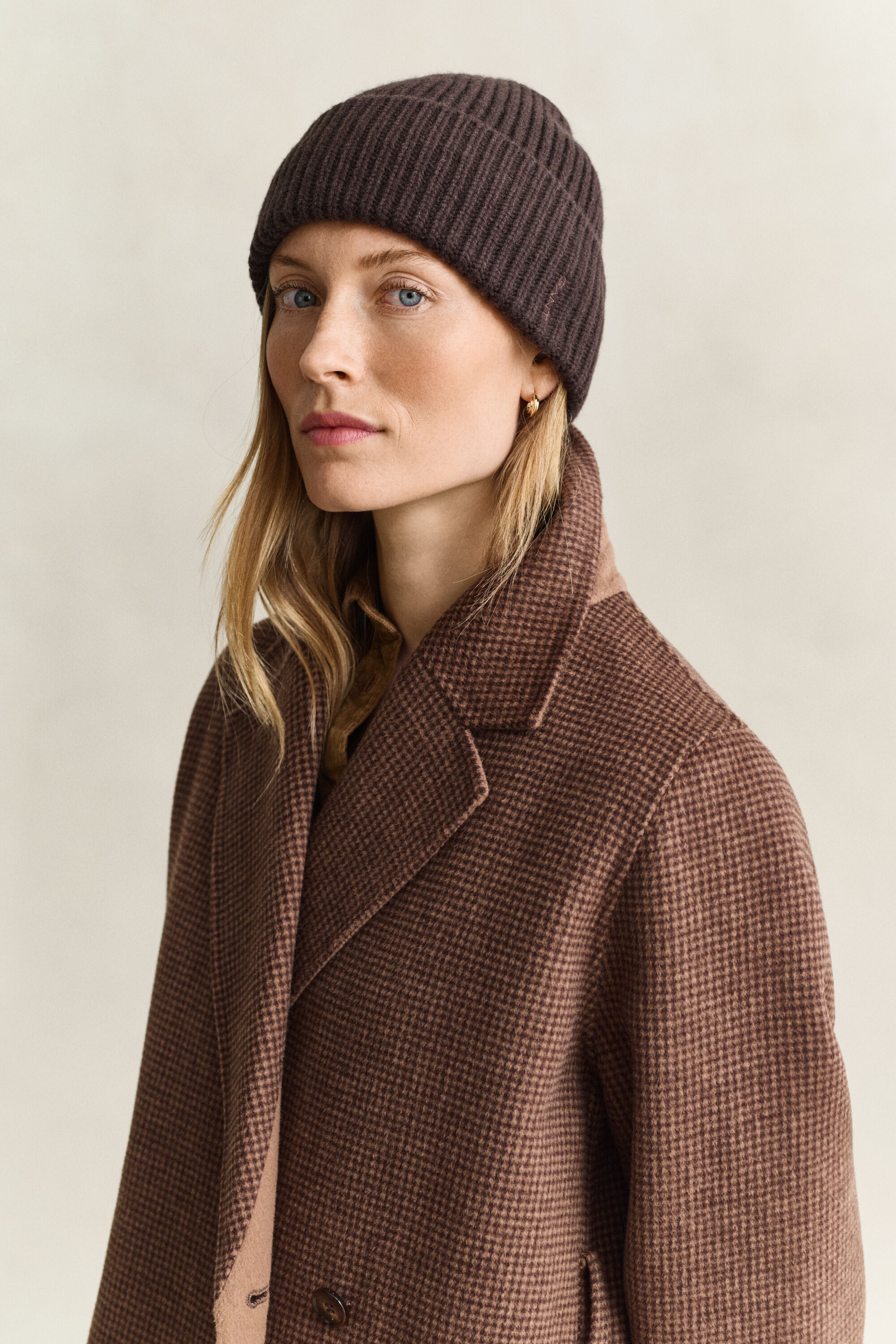 Berretto a coste in lana misto cashmere