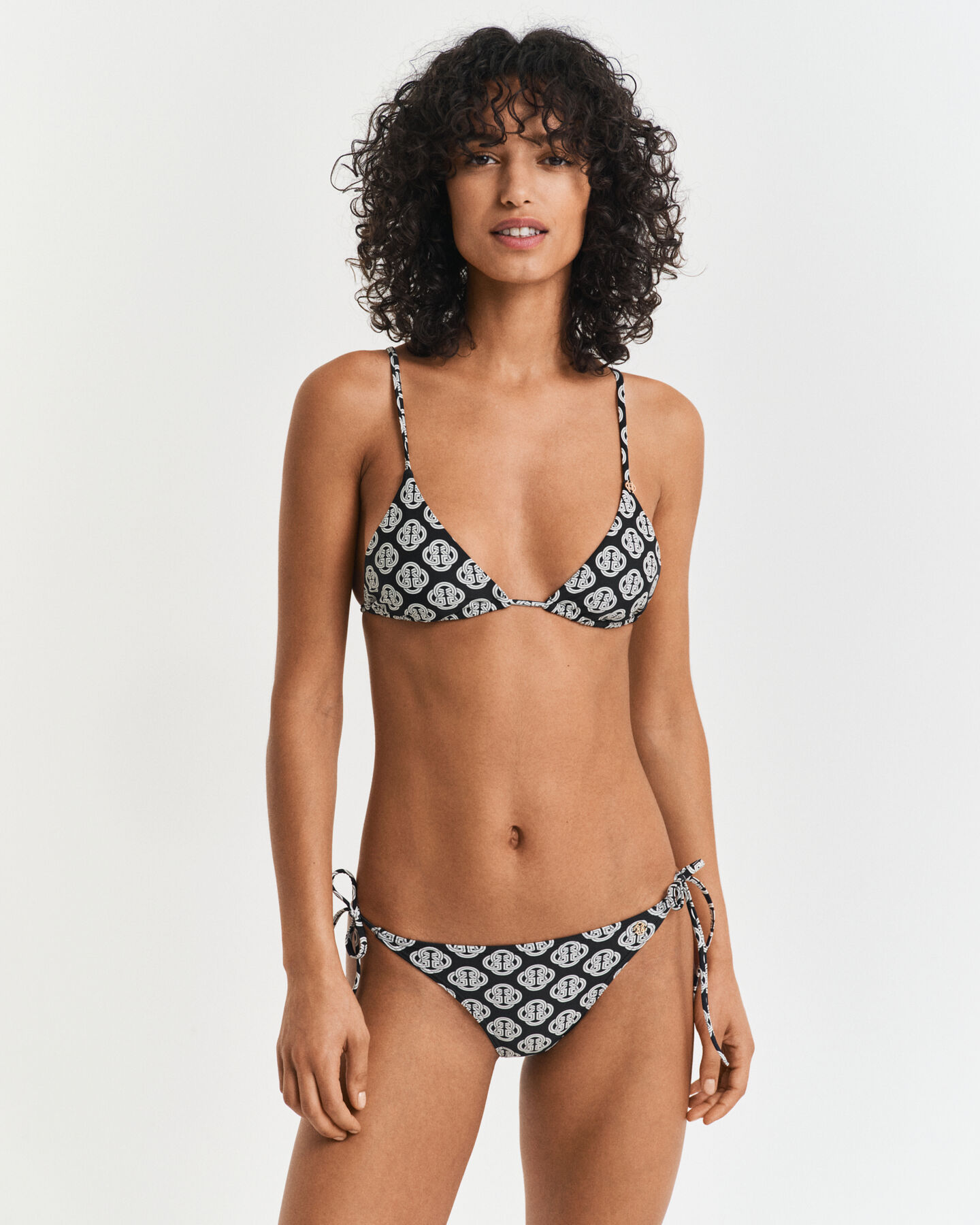 Top bikini a triangolo con stampa Monogram