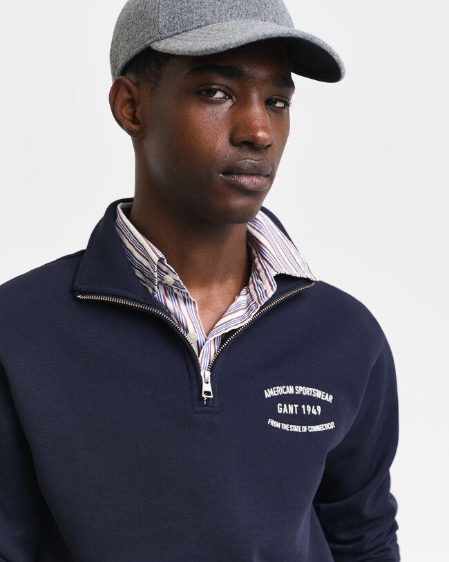 Felpa con zip corta stampa piccola