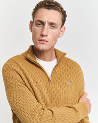 Maglia in cotone testurizzato con zip corta