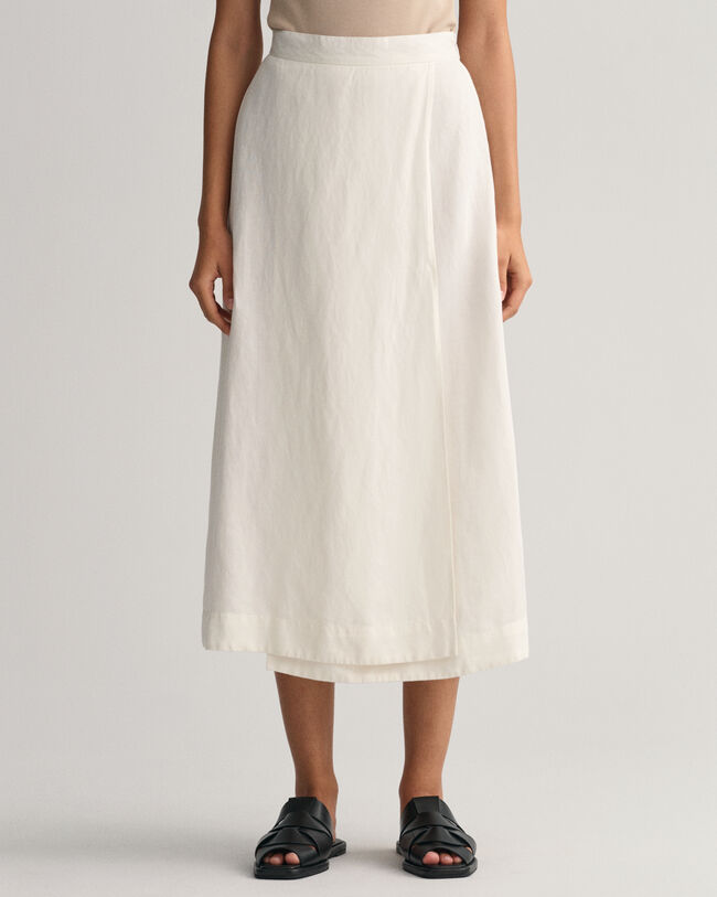 Gonna midi in lino-viscosa