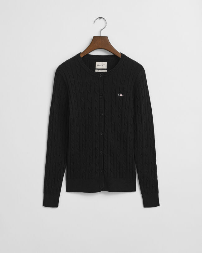 Cardigan in maglia di cotone elasticizzato a trecce