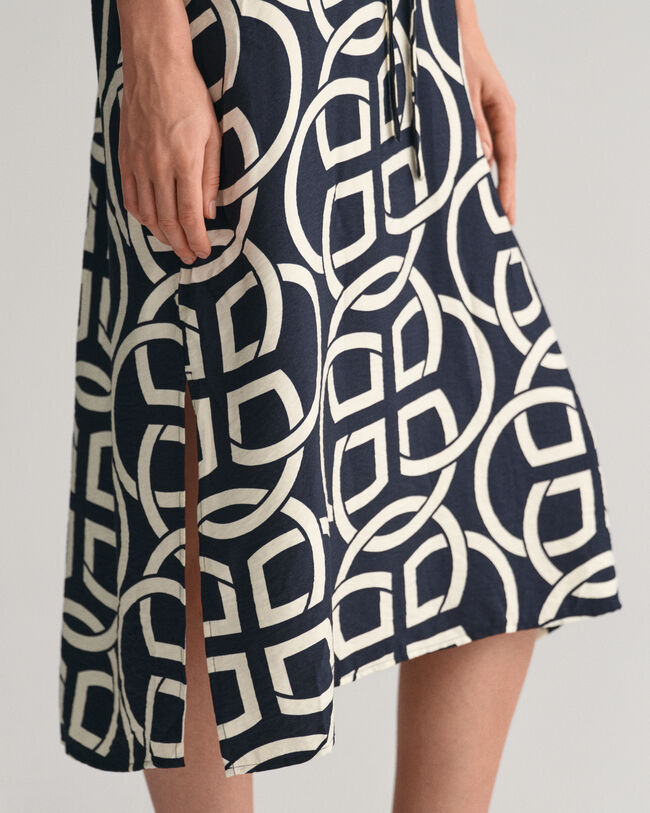 Caftano con maniche corte con stampa Monogram Print