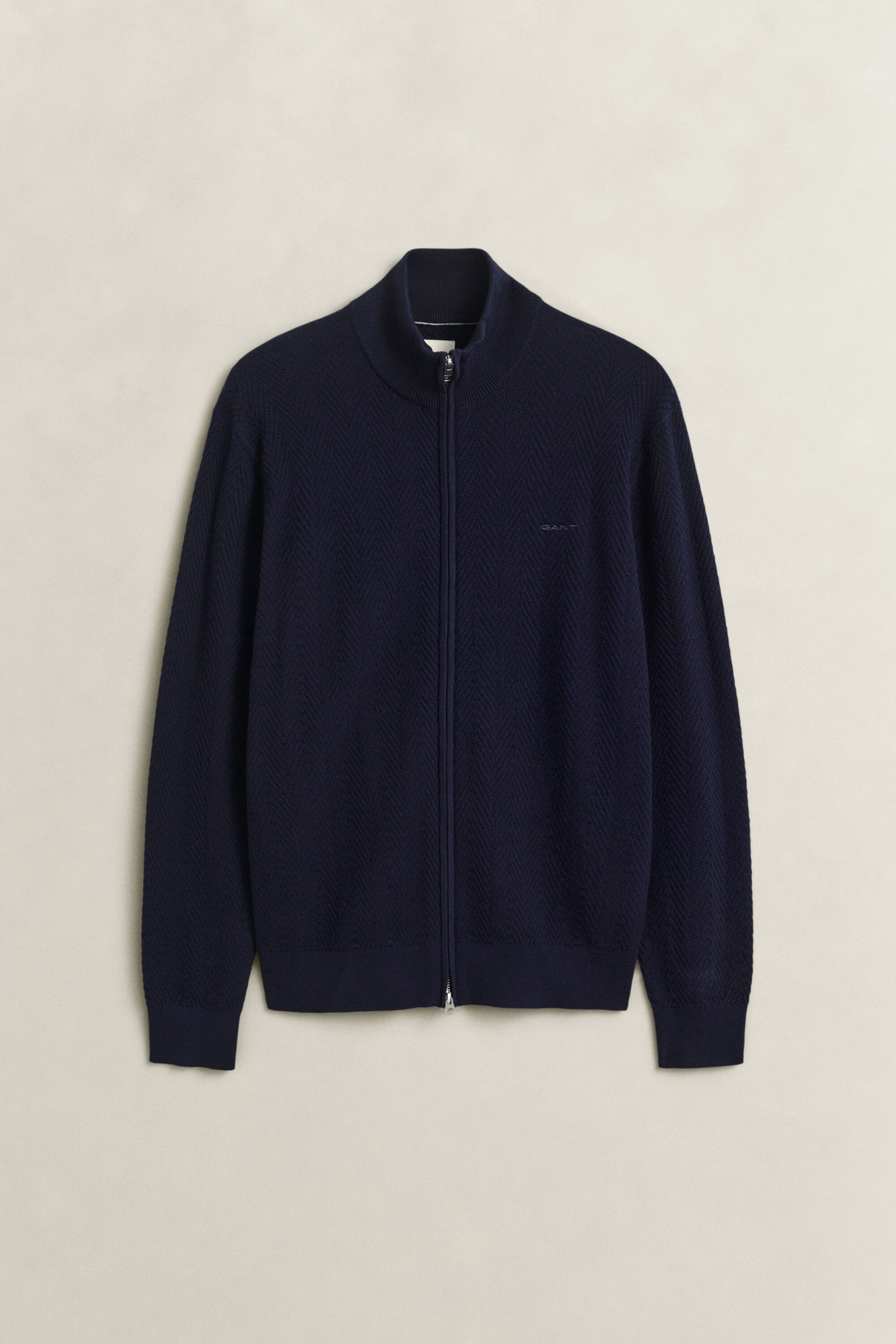 Cardigan con zip e motivo a spina di pesce