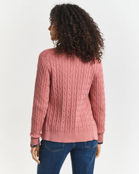 Cardigan in maglia di cotone elasticizzato a trecce