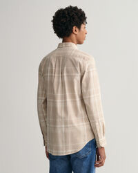 Camicia in misto lino-cotone a quadri regular fit