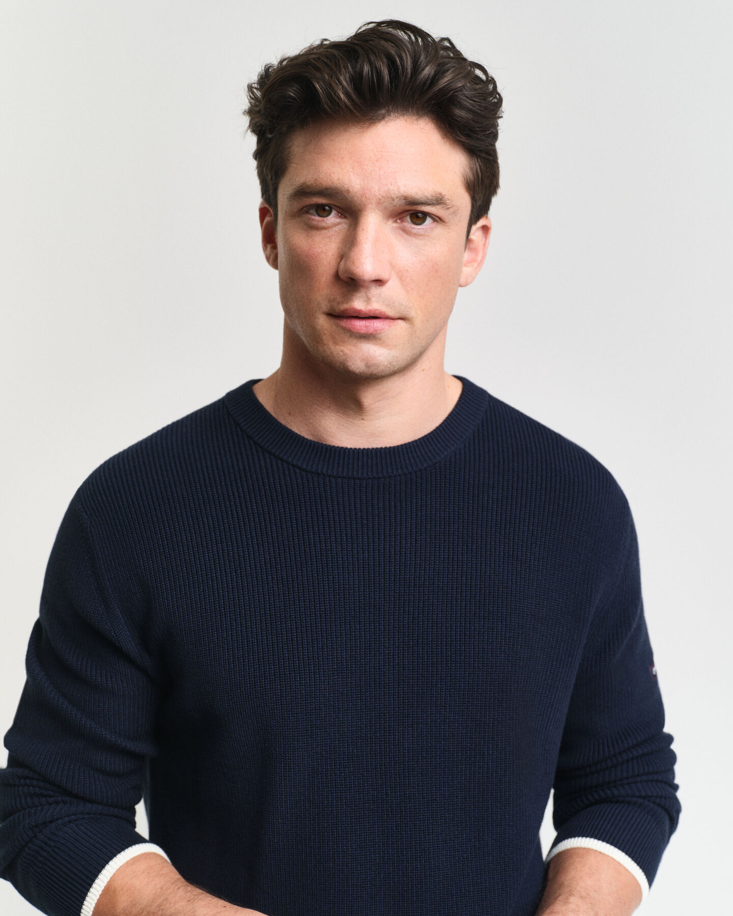 Maglia girocollo in cotone a coste