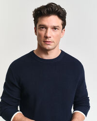 Maglia girocollo in cotone a coste