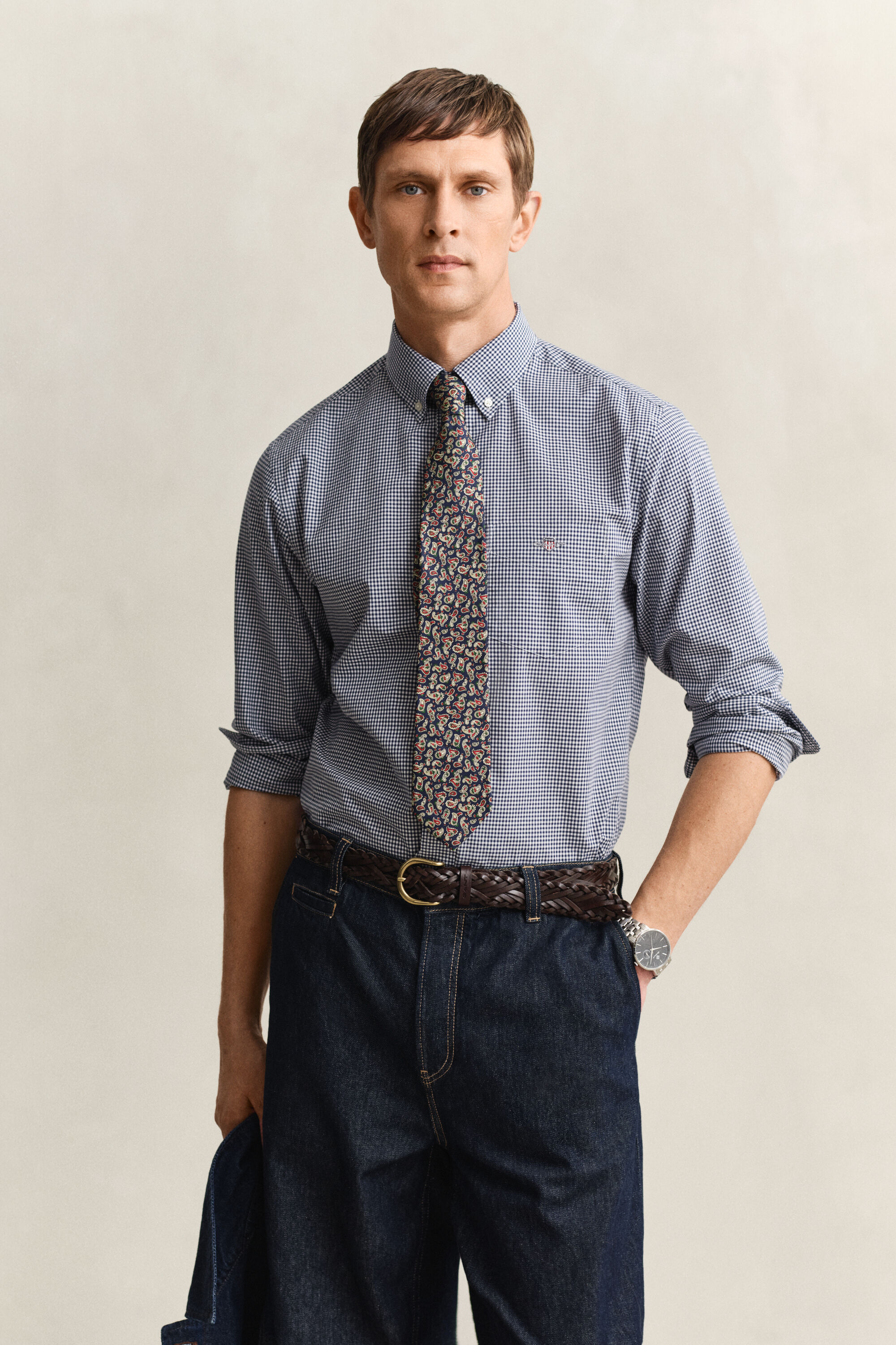 Camicia classica in popeline percalle