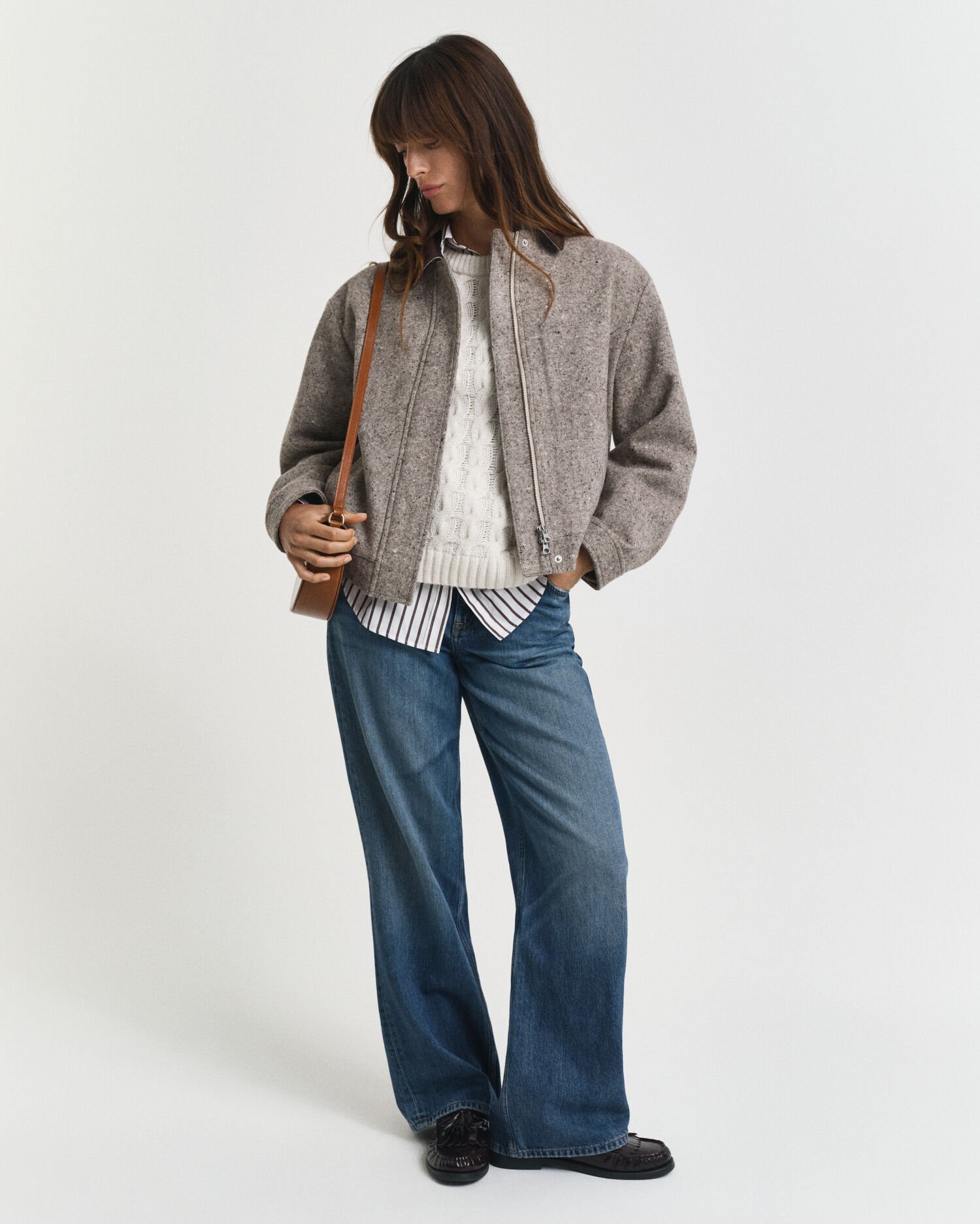 Giacca in lana con colletto a contrasto