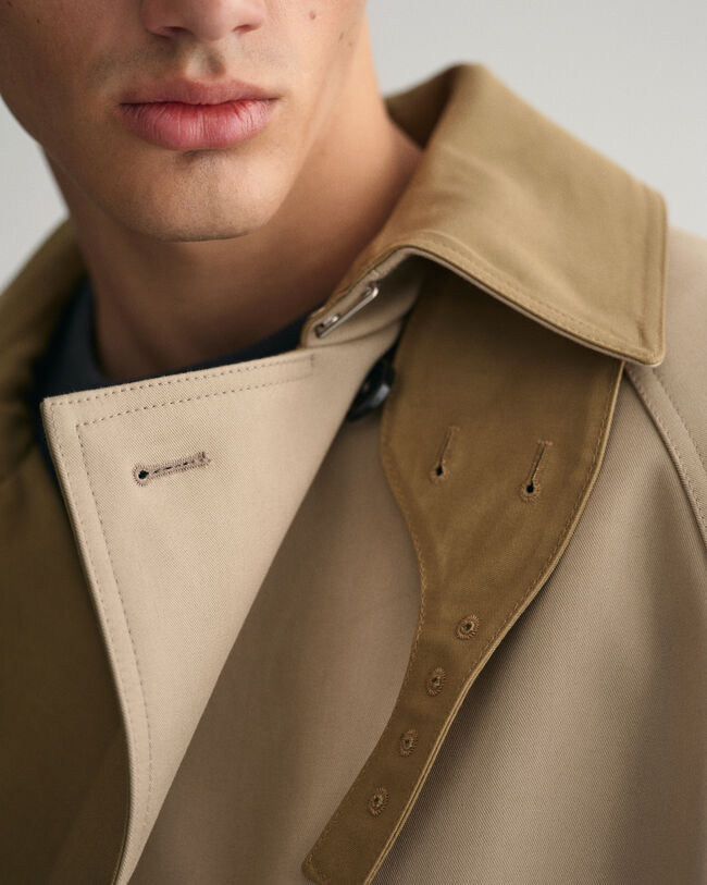 Trench lungo in cotone pesante