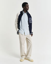 Camicia in misto cotone-lino a righe regular fit