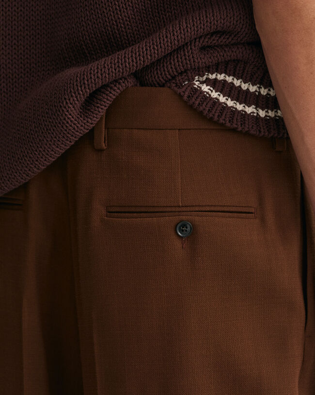 Pantaloni da abito in crêpe di lana a gamba larga