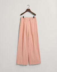 Pantaloni in lino elasticizzato a gamba larga