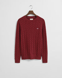 Maglia girocollo in cotone a trecce