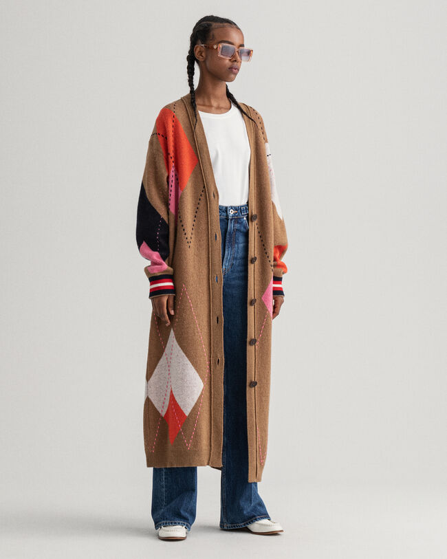 Cardigan a rombi lungo