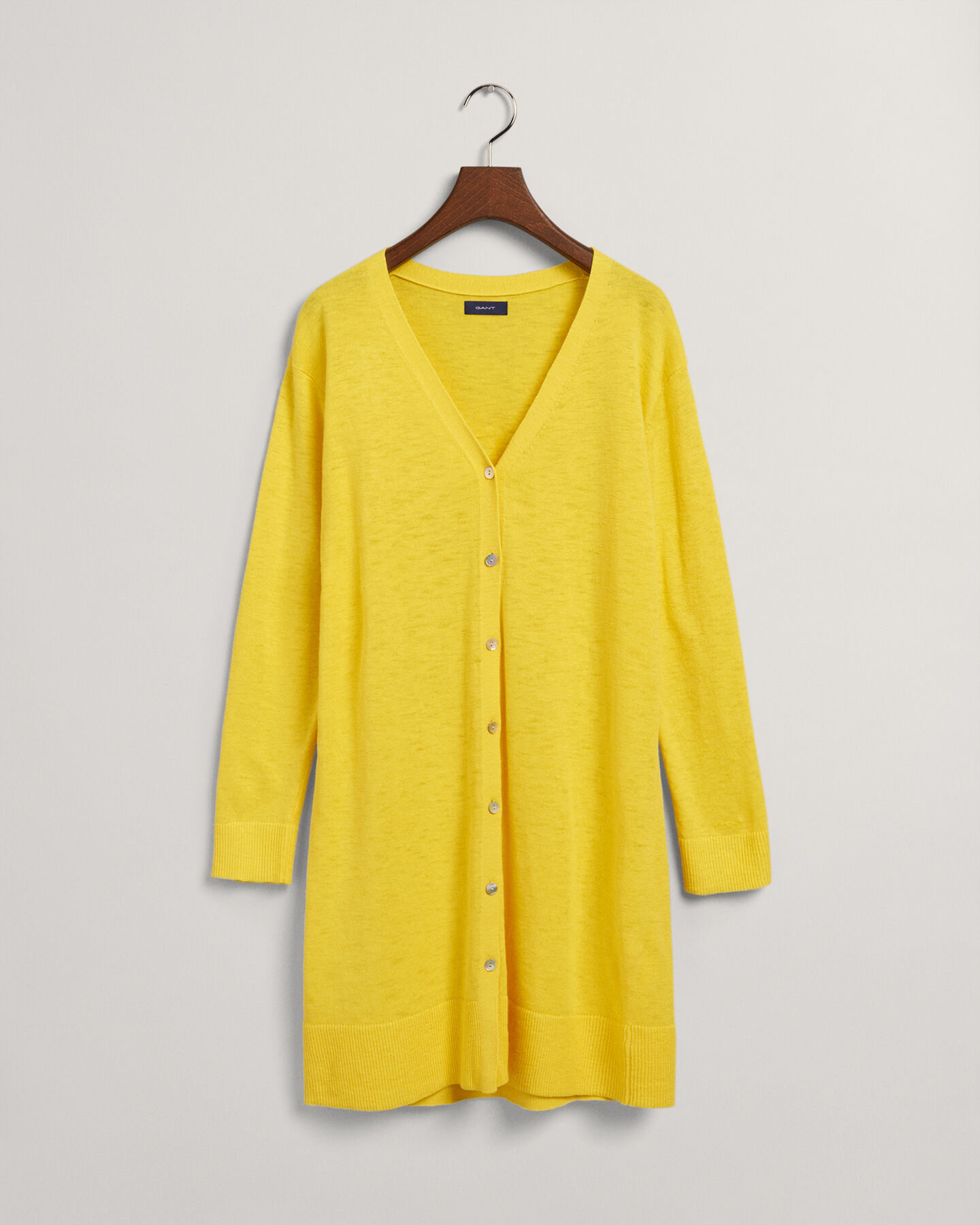 Cardigan con profondo scollo a V in misto lino