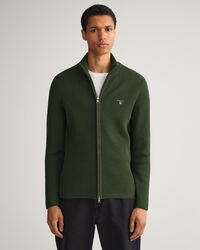 Maglia Texture a coste con zip lunga