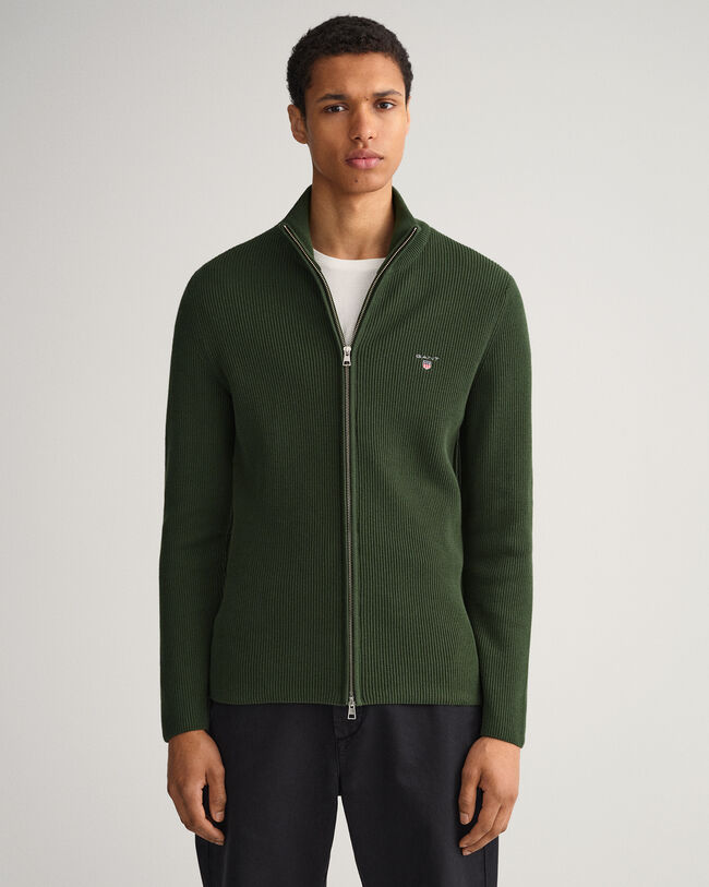 Maglia Texture a coste con zip lunga