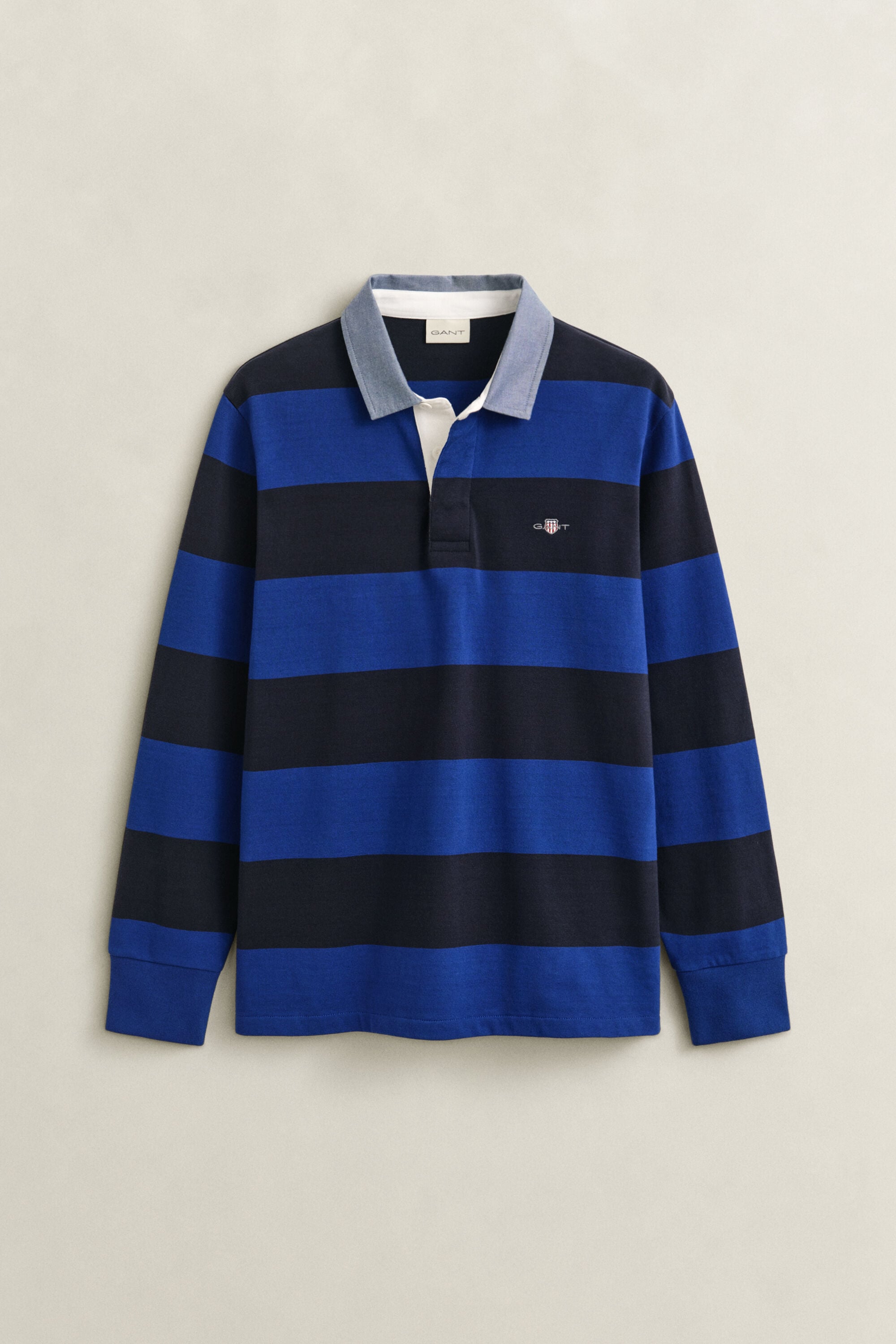 Heavy Rugger a righe con colletto in chambray