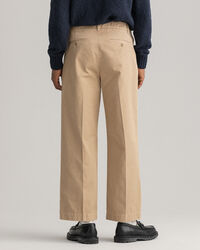 Pantaloni chino in twill di cotone gamba larga