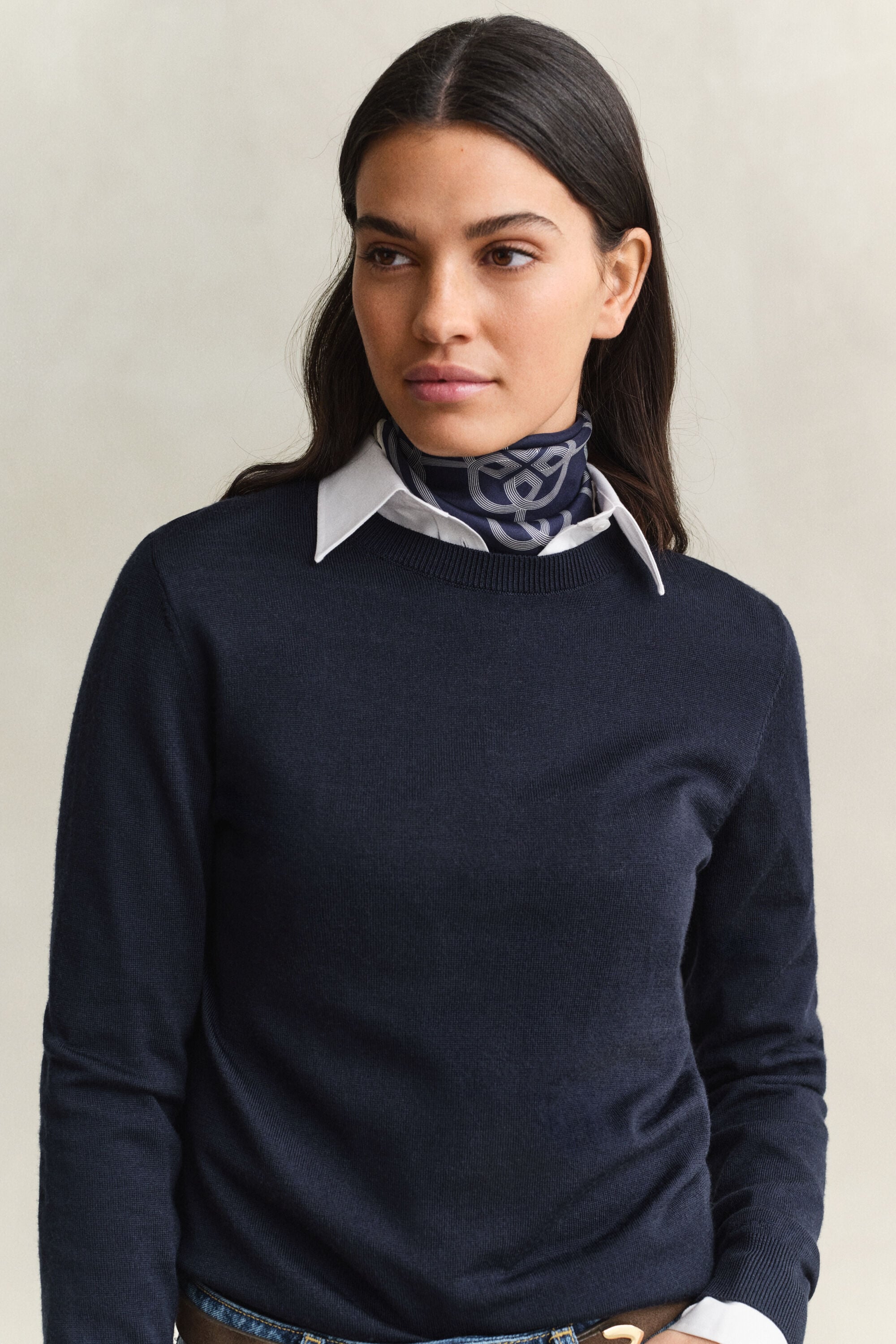 Maglia girocollo in finissima lana merino
