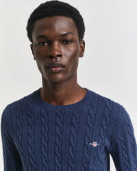 Maglia girocollo in cotone a trecce