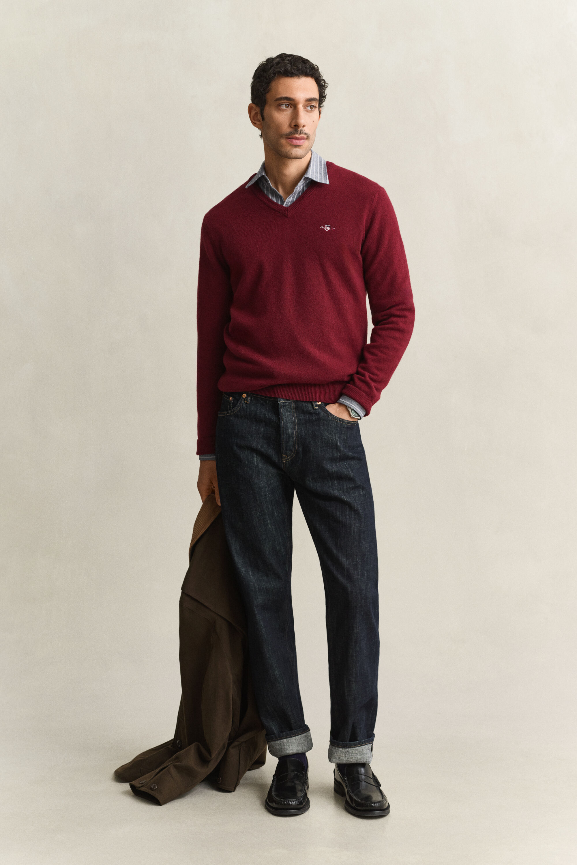 Maglia con scollo a V in lana d’agnello