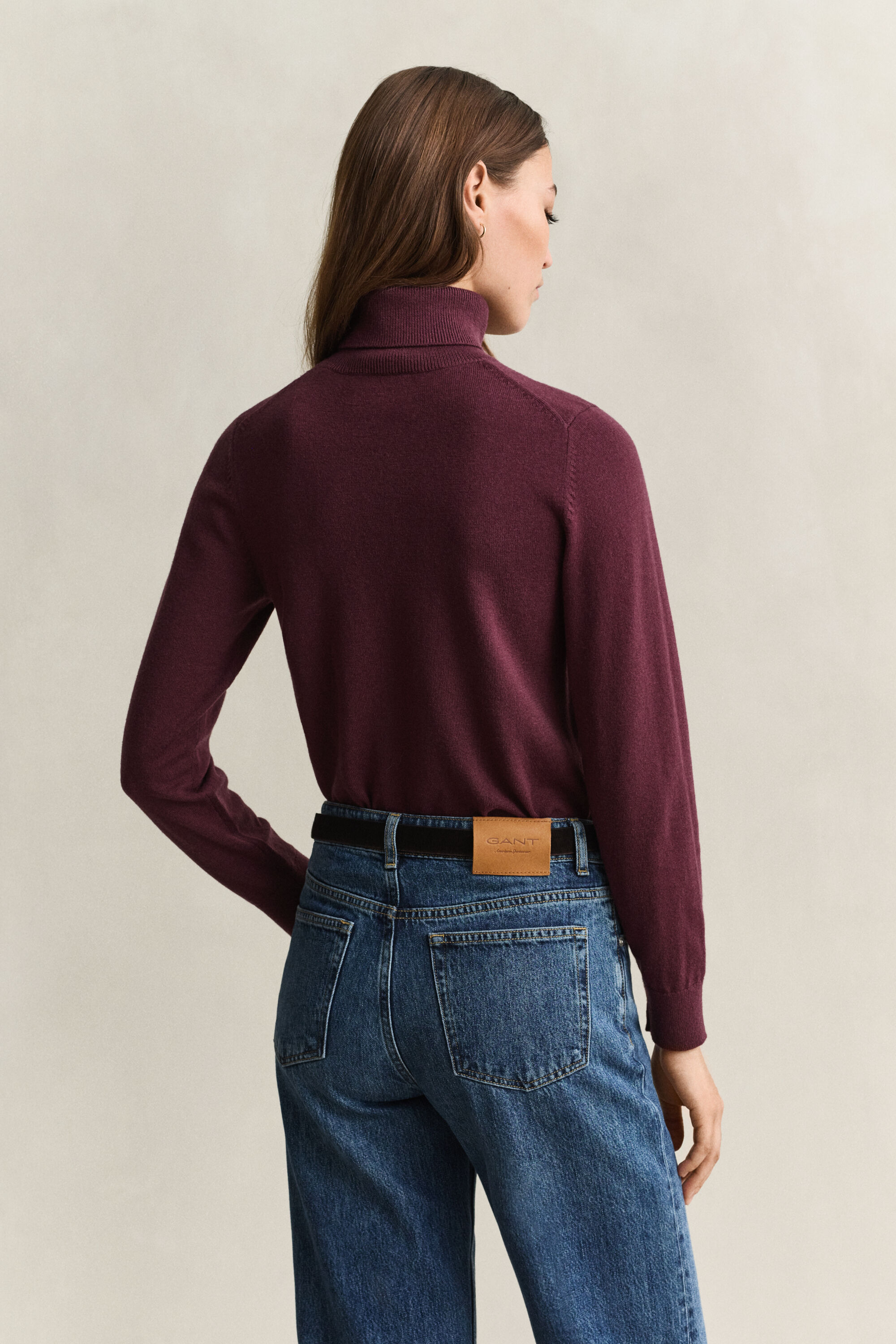 Maglia con collo alto in lana e cotone