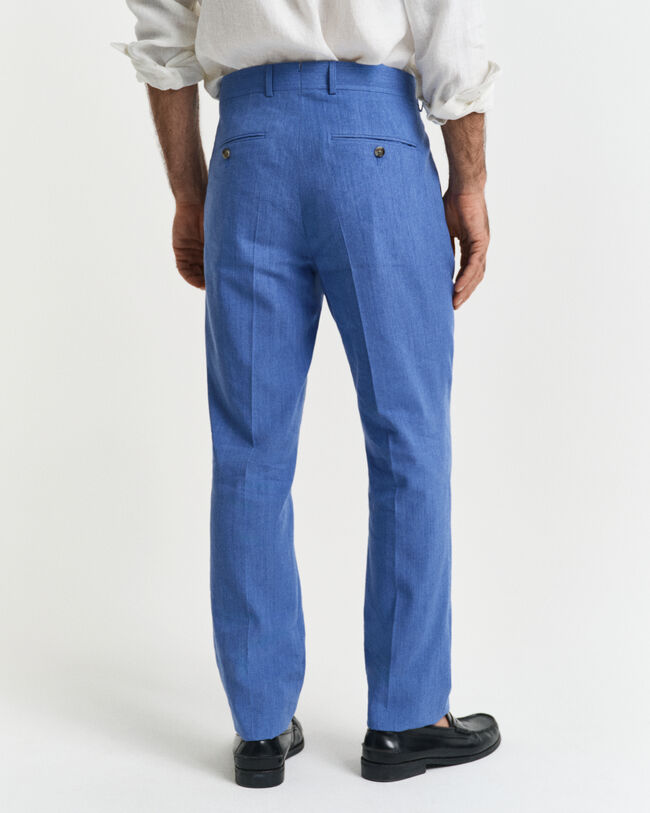 Pantaloni da abito in misto lino-cotone slim fit