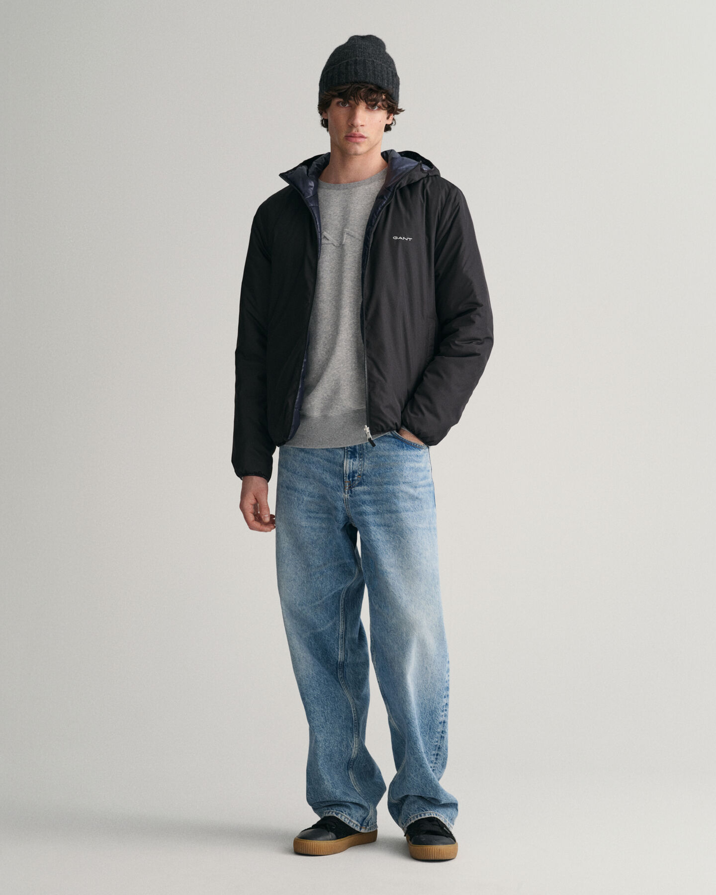 Giacca con cappuccio double-face