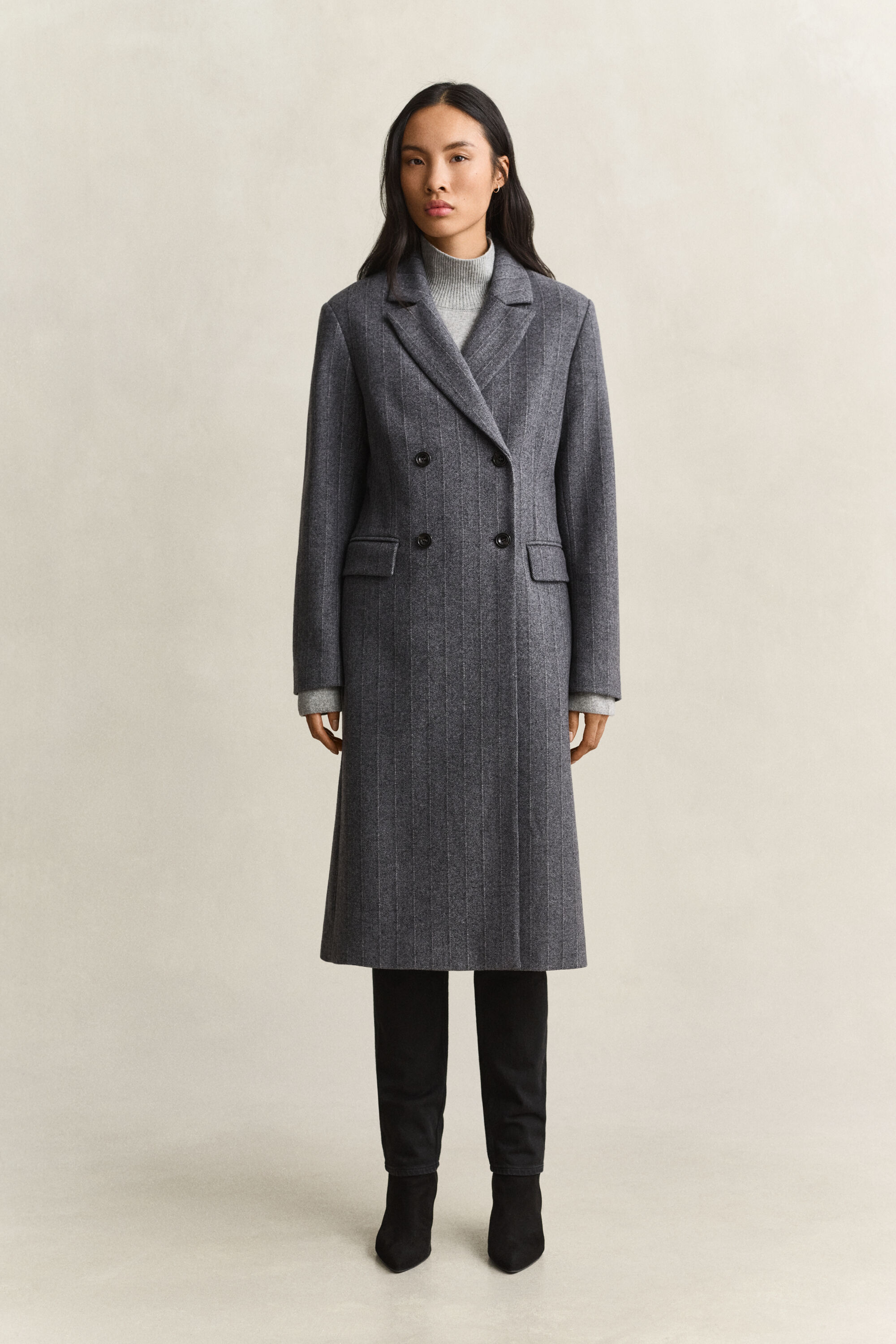 Cappotto misto lana a righe